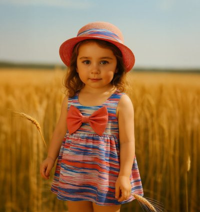 فستان صيفي ملون للبنات مع قبعة