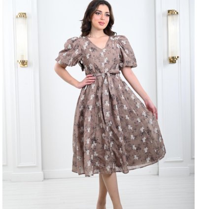 فستان صيفي بأكمام منفوخة