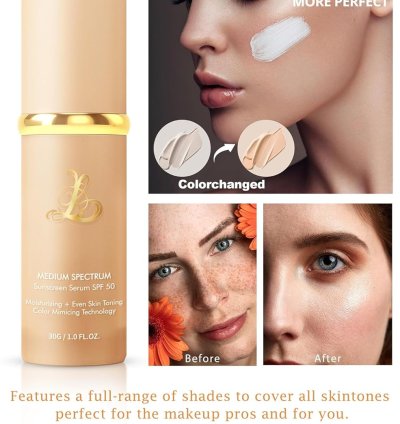 كريم أساس سائل ٤ في ١ متغير اللون، مُحسّن لبشرة مثالية - كريم أساس سي سي يدوم طويلًا - لون بشرة مقاوم للماء ومقاوم للبقع (طبيعي، ١٫٠ أونصة سائلة)