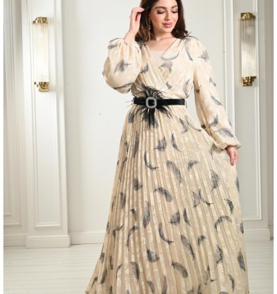 فستان بنمط لف منقوش
