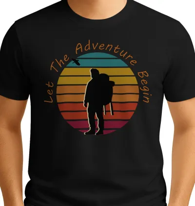 Let The Adventure Begin Retro Hiking Design – Vintage Sunset Backpacker Silhouette for Outdoor Lovers